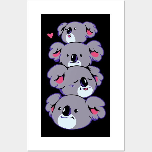 Kawaii Koala Head Pile by Tobe Fonseca Wall Art by Tobe_Fonseca